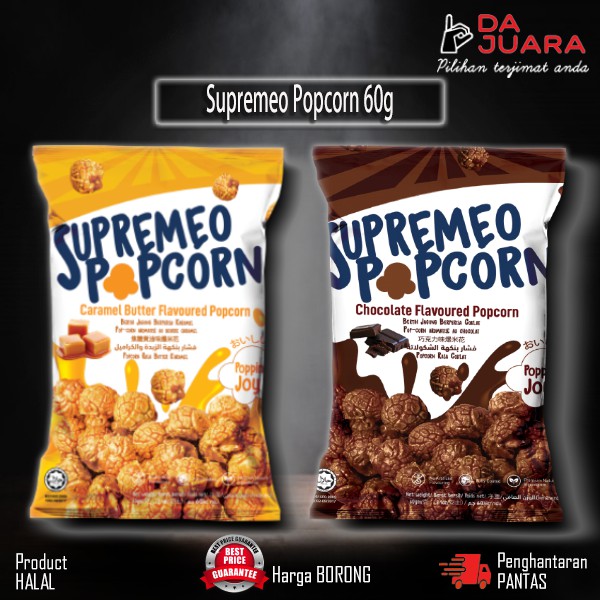 HALAL Supremeo Popcorn (Caramel Butter/Chocolate Flavor) 60G Shopee