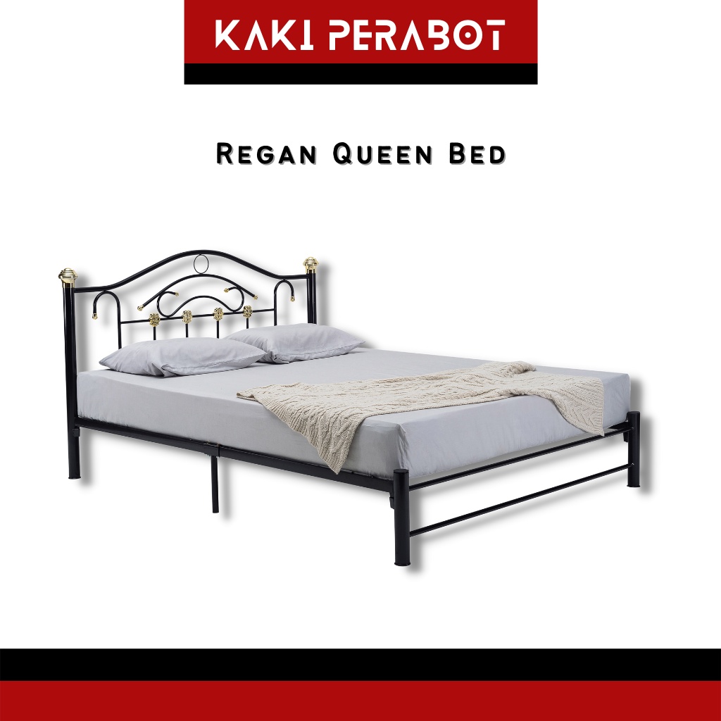 REGAN Queen Size Bed Frame Queen Bed Frame Metal Double Bed Katil Besi ...