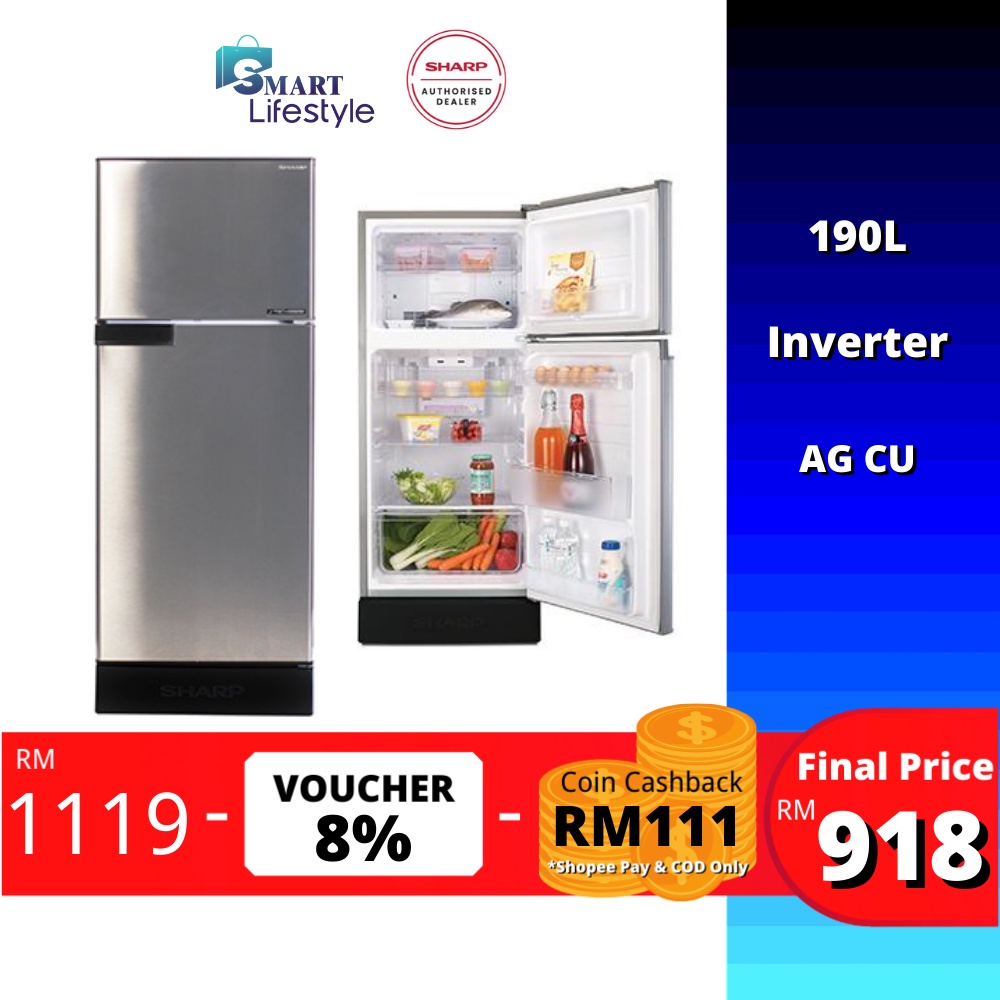 [FREE SHIPPING] Sharp Inverter Refrigerator (190L) SJ209MS