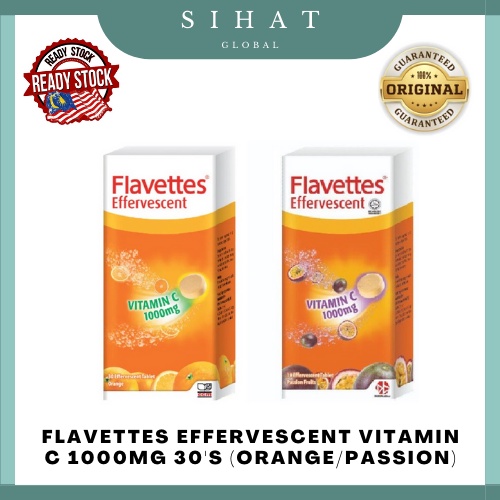 Flavettes Effervescent Vitamin C [Passion Fruit/Orange] 1000mg (30s