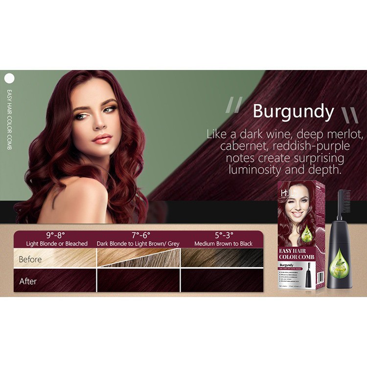 HJL Burgundy comb applicator design Permanent Hair Dye Hair color 100% Gray  Coverage | Shopee Malaysia