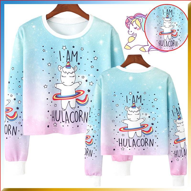 unicorn crop top hoodie