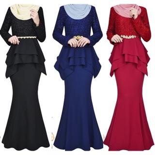  BAJU  KURUNG  MODEN  DINNER  LACE PEPLUM DRESS JUBAH DINNER  