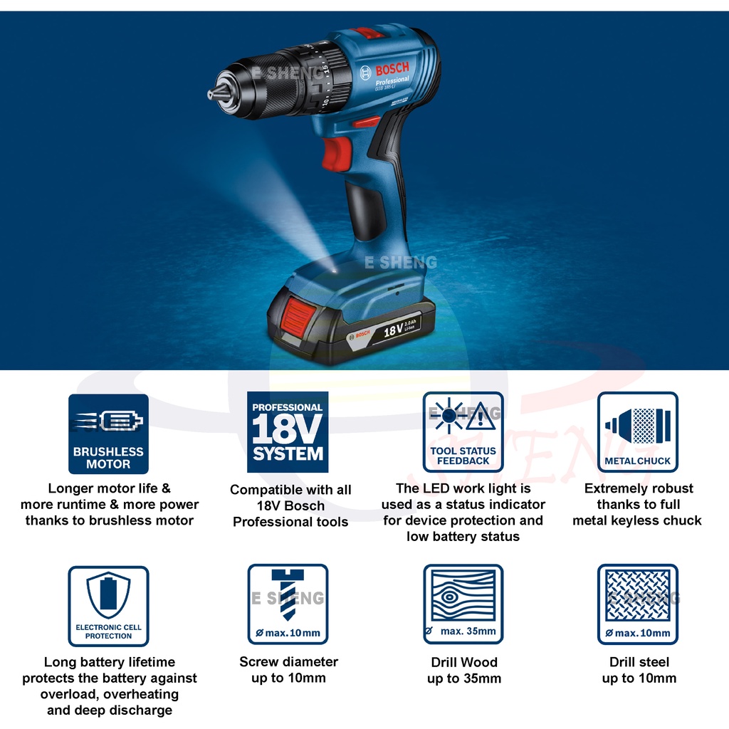 Bosch GSB185-LI Brushless Cordless Drill Driver GSB 185-LI Impact Drill ...