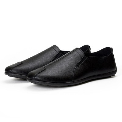 black leather slip on shoes