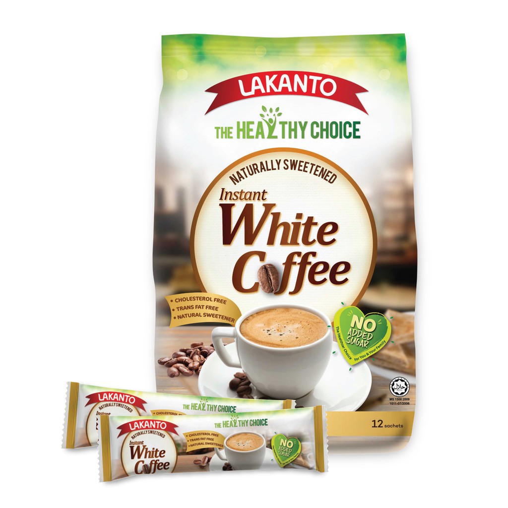 LAKANTO Instant White Coffee 3in1 LOWCARB, LOW SUGAR, LOWCALORIE (12 sachets) [HALAL] Exp