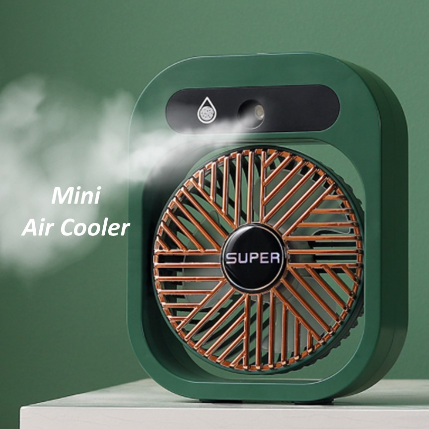 Home Desktop Water Spray Mist Cooling Fan USB Chargeable Mini Table Air Conditioner Fan 3 Speeds