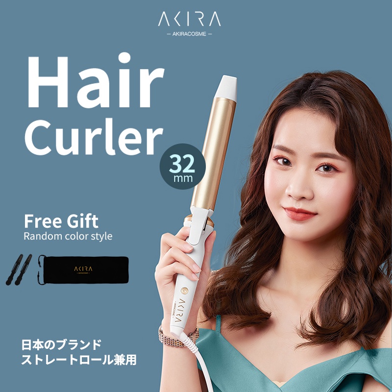 AkiraCosme Hair Curler Iron, 32mm Large Wave Curler with Negative Ion