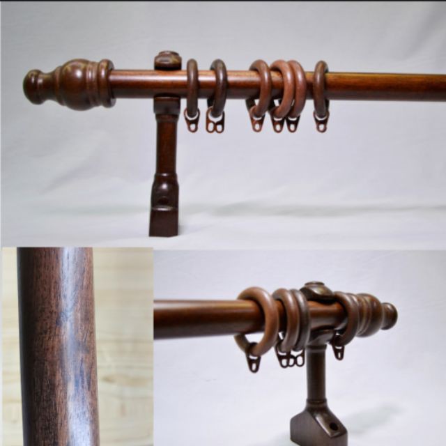 Rod Kayu Langsir Berkualiti, Wooden Rod For Curtain (Dark Walnut Color