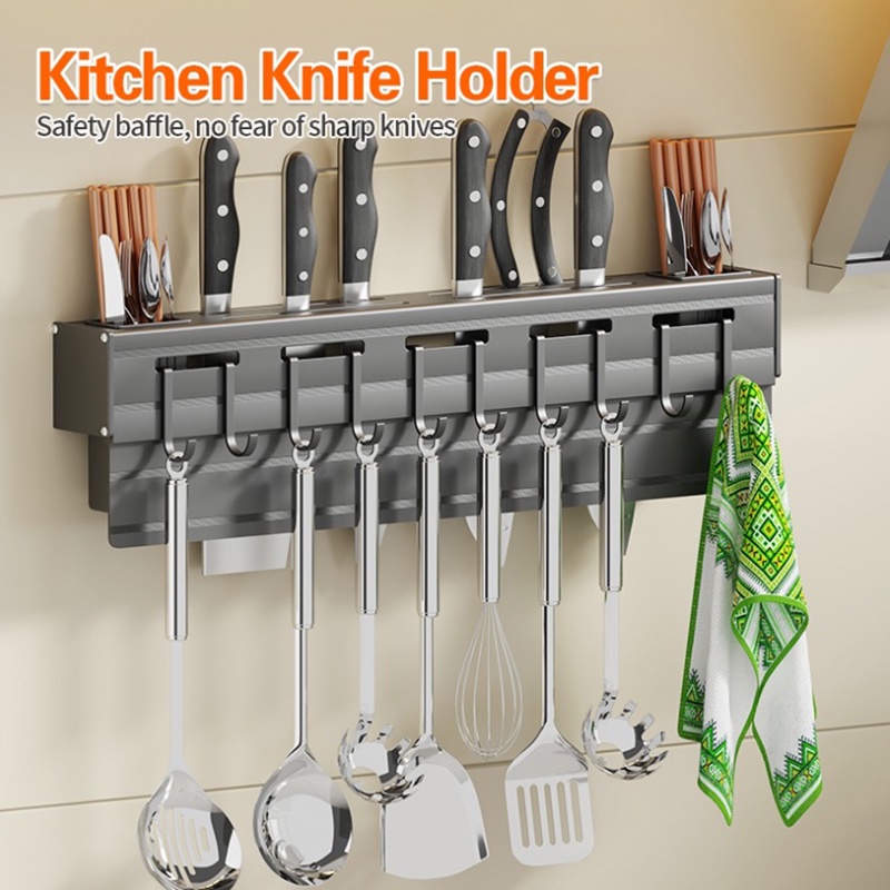 [READY STOCK] Kitchen Knife Holder Hanging Rack Pantry Organizer Shelf
