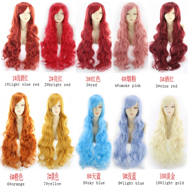 Anime Cosplay Big Wave Long Curly Hair 80cm Colorful Wig Shopee