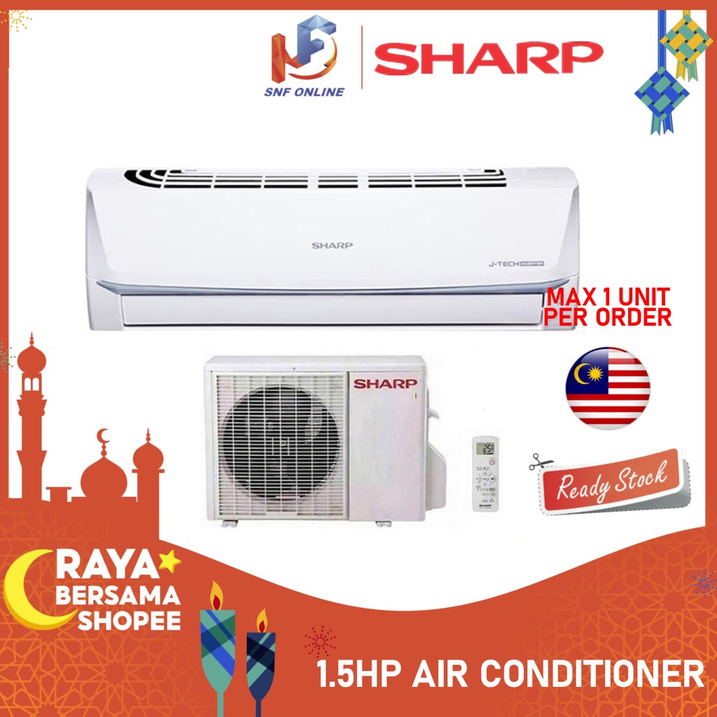 Sharp Inverter JTech Air conditioner 1.5HP R32 Penghawa Dingin