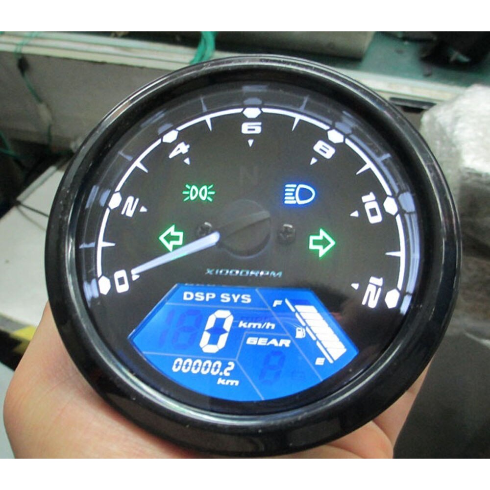Samdo 199 Km/h Universal 6 Gear LCD Digital Odometer Motorcycle Speedometer Tachometer Gauge 13000 RPM 