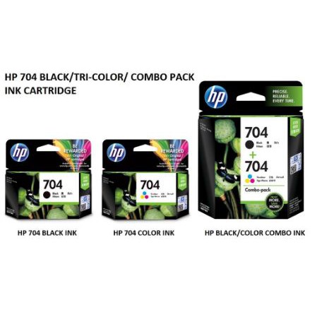 Hp 704 Black Tri Color Combo Pack Ink Cartridge Shopee Malaysia