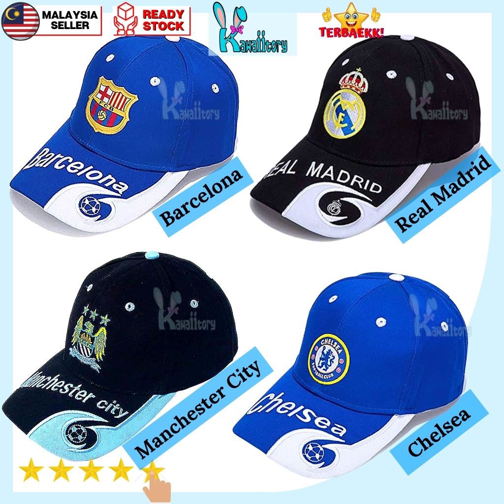 [Ready Stock] Football Cap Chelse, Brcelona, RMadrid, MCity TOPI lelaki Bola Sepak Hat Sport