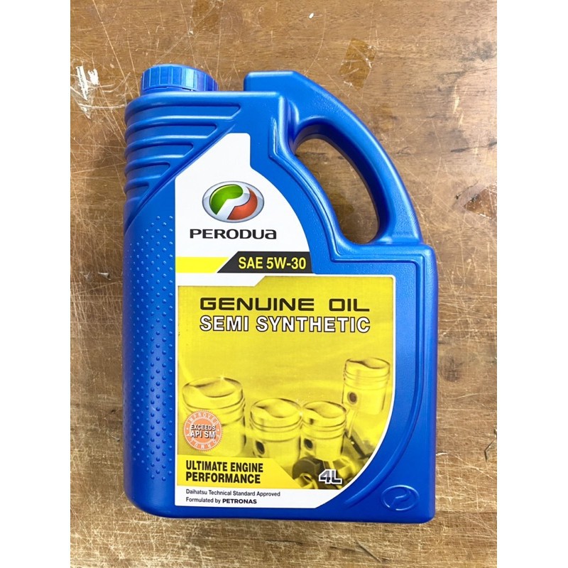 Perodua Engine Oil Perodua 4 Liter 5w 30 Semi Synthetic Engine Oil For Perodua Myvi Viva Kancil Kelisa Kenari Kembara Shopee Malaysia