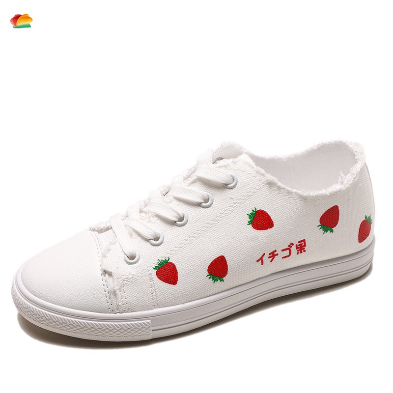 strawberry canvas shoes