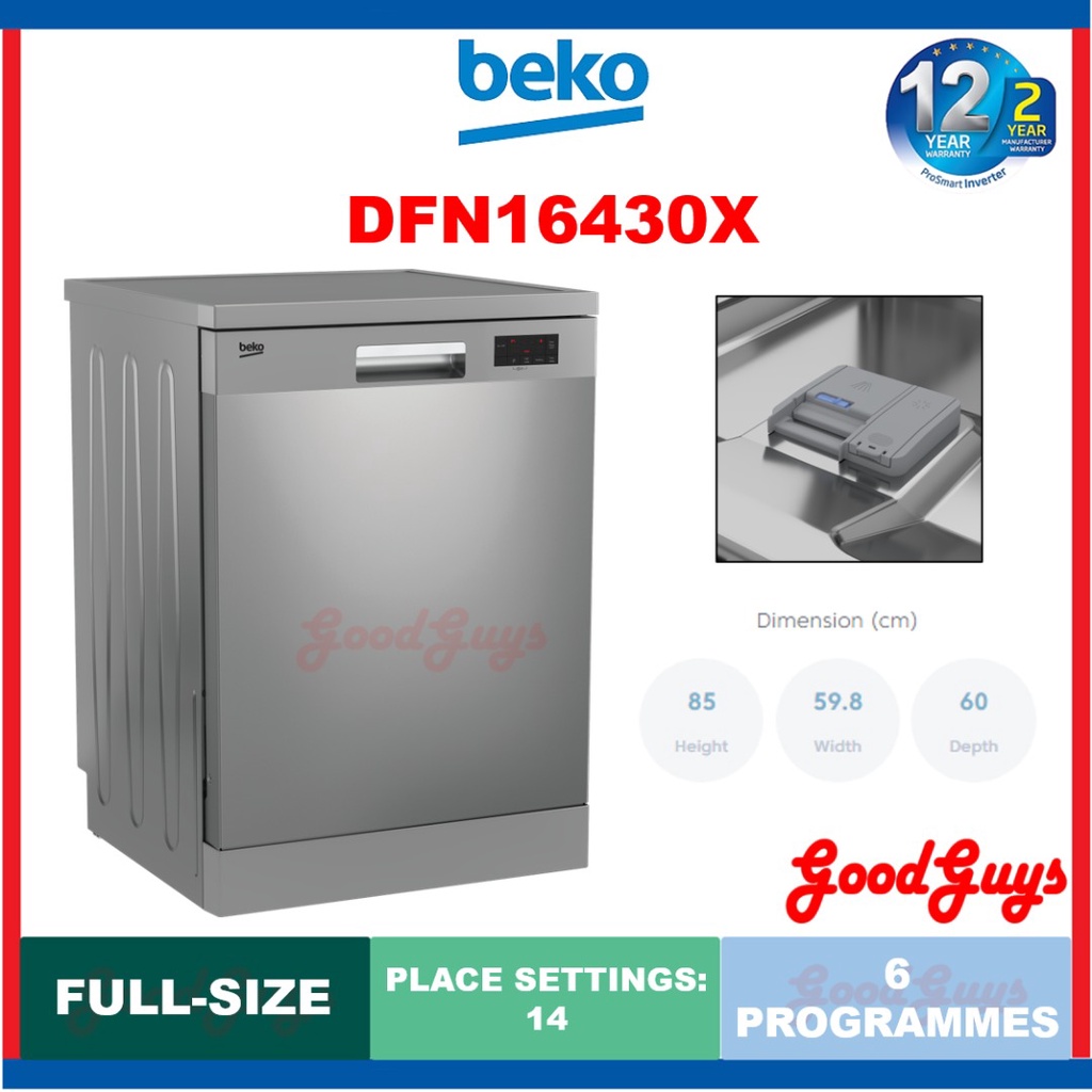 Beko DFN16430X Freestanding / Table Top Dishwasher 14 place settings, Full-size 60cm