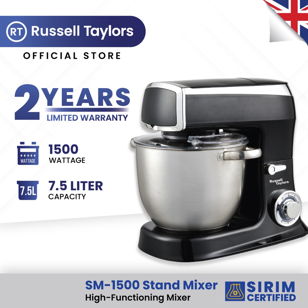 Russell Taylors Stand Mixer Cake Kitchen Blender (1500W/7.5L) SM-1500