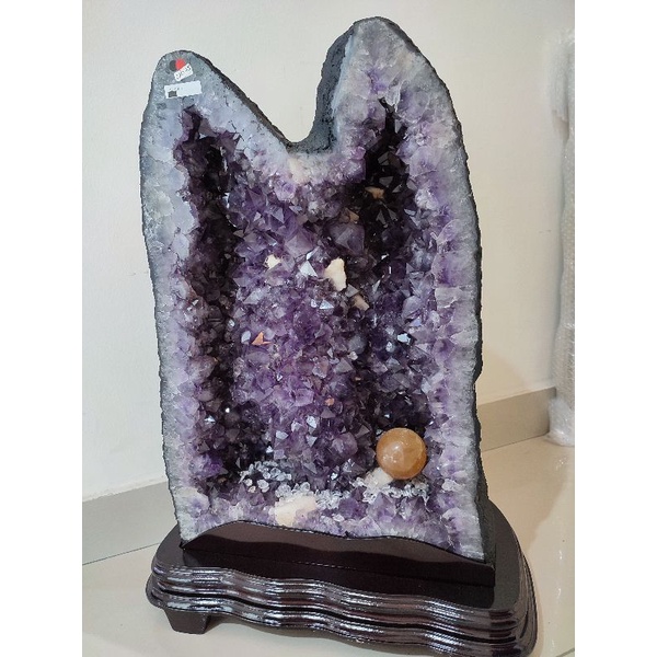 Deep Purple BIG 47kg Amethyst Crystal Geode Cave Fengshui WATER Elements LUCKY PROSPEROUS with Calcite 水型好运福气巴西紫水晶洞