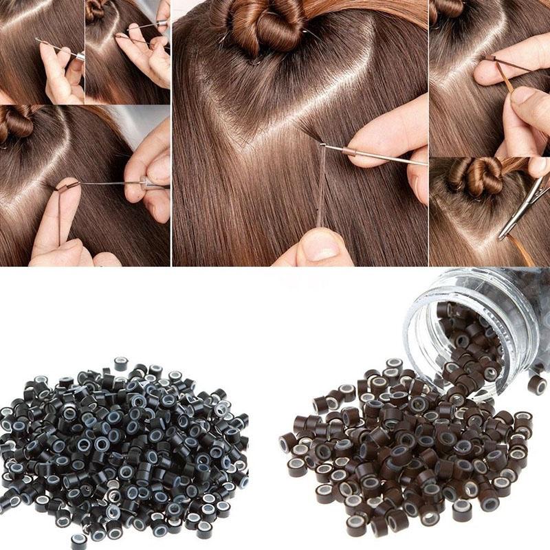 Micro Nano Hair Extensions Ring Bead Braids Tip Silicone Beads