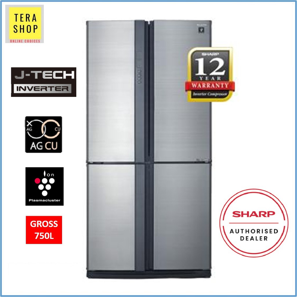 Sharp SJF95VMSS 4 Doors Refrigerator JTech Inverter Fridge 750L Silver
