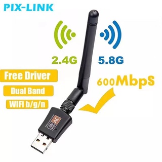 【ready stock】360 portable 600Mbps Dual Band 5GHz Wireless network card Lan USB PC WiFi Adapter Antenna