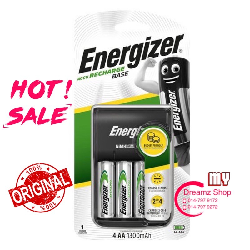 [100 Original] Energizer BASE Charger USB Recharge 1300mAh CHVC5