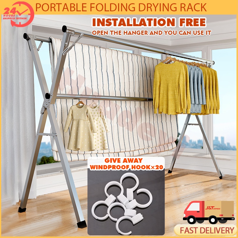 Portable Stainless Steel Clothes Rack Multiple Rod Clothes Rack Indoor