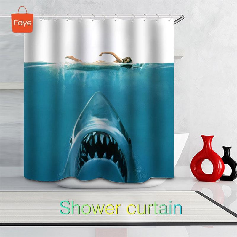 Faye Curtains Shower Curtain Hooks Shark Waterproof Shopee Malaysia