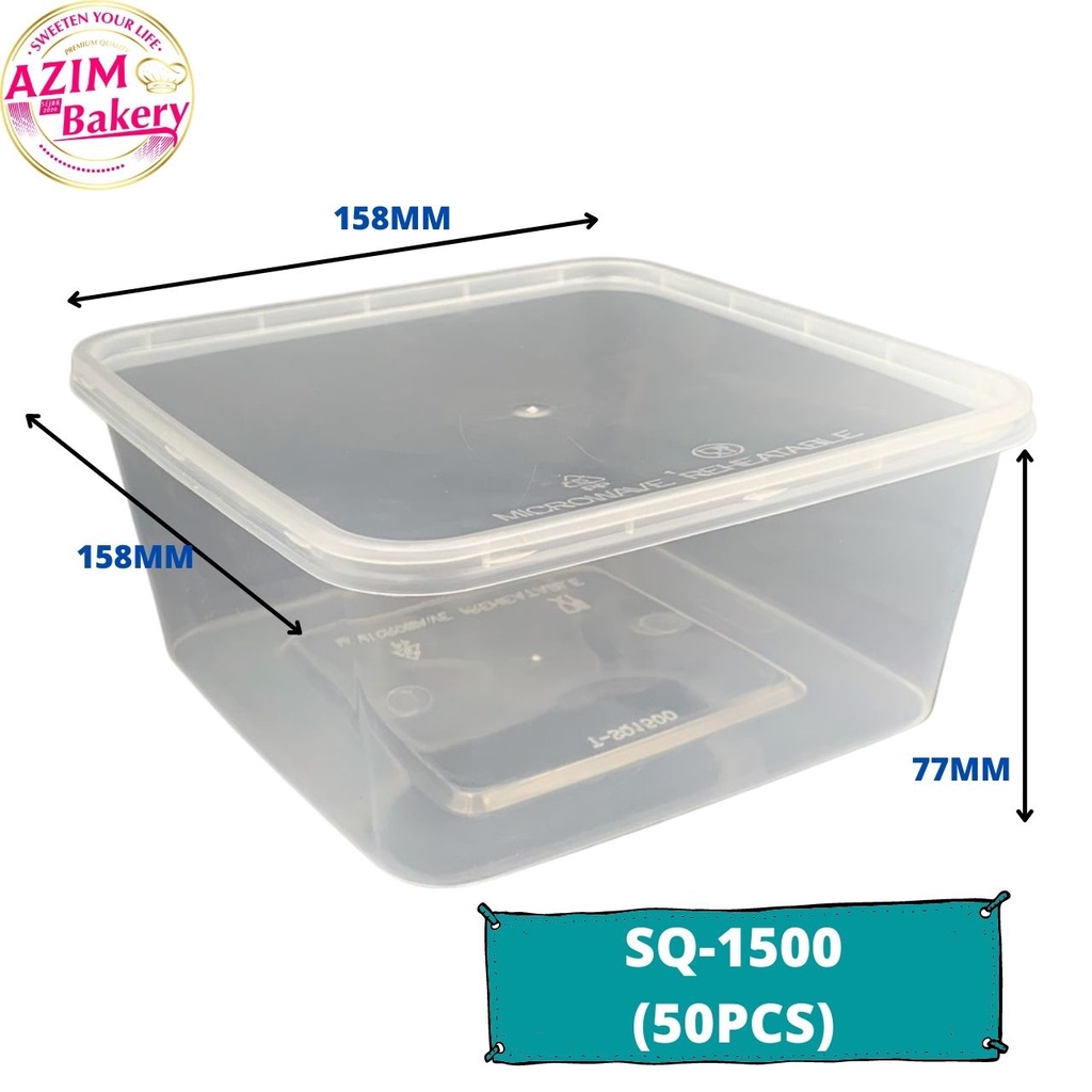 Square Food Container Sq-1500 (50pcs) Bekas Empat Segi | Bekas Makanan ...