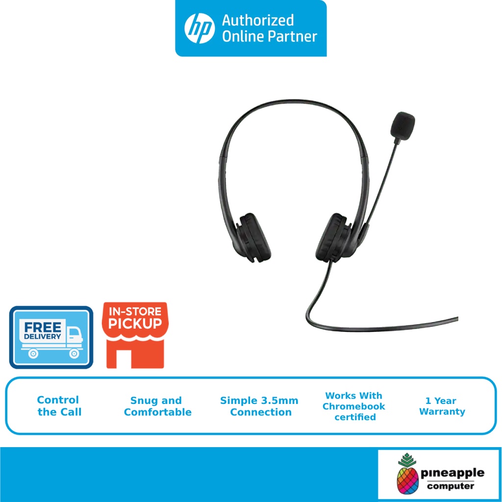 HP Stereo Wired Headset G2 with Mic/Snug and Comfortable/Control the