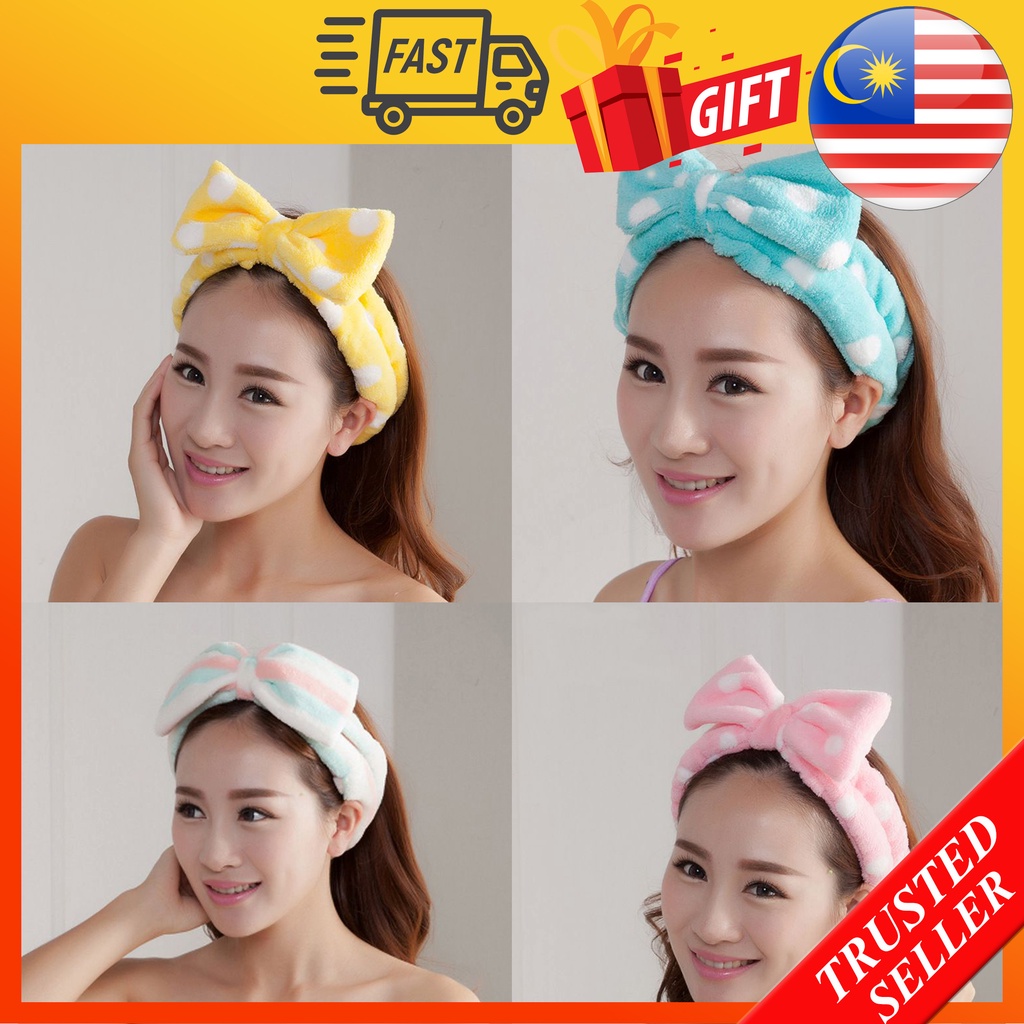 Hair Band Female Face Wash Headband Ribbon Cute Sweet Elastic Wide Side  Non-slip Headband [READY STOCK] | Shopee Malaysia