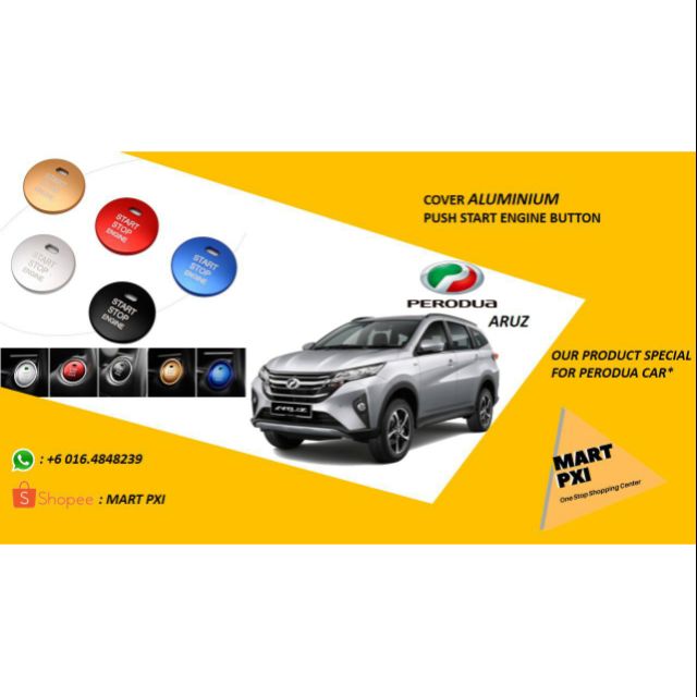 Cover Push Start Stop Engine Button+Free Gift[Perodua Aruz 