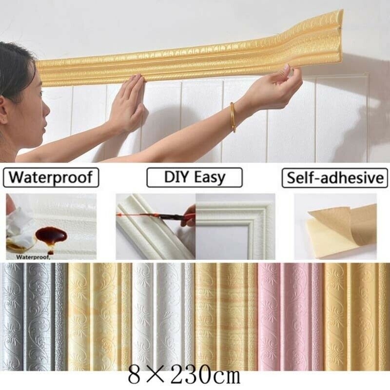 Home 3D Waterproof Self Adhesive Wall Skirting Border Wall