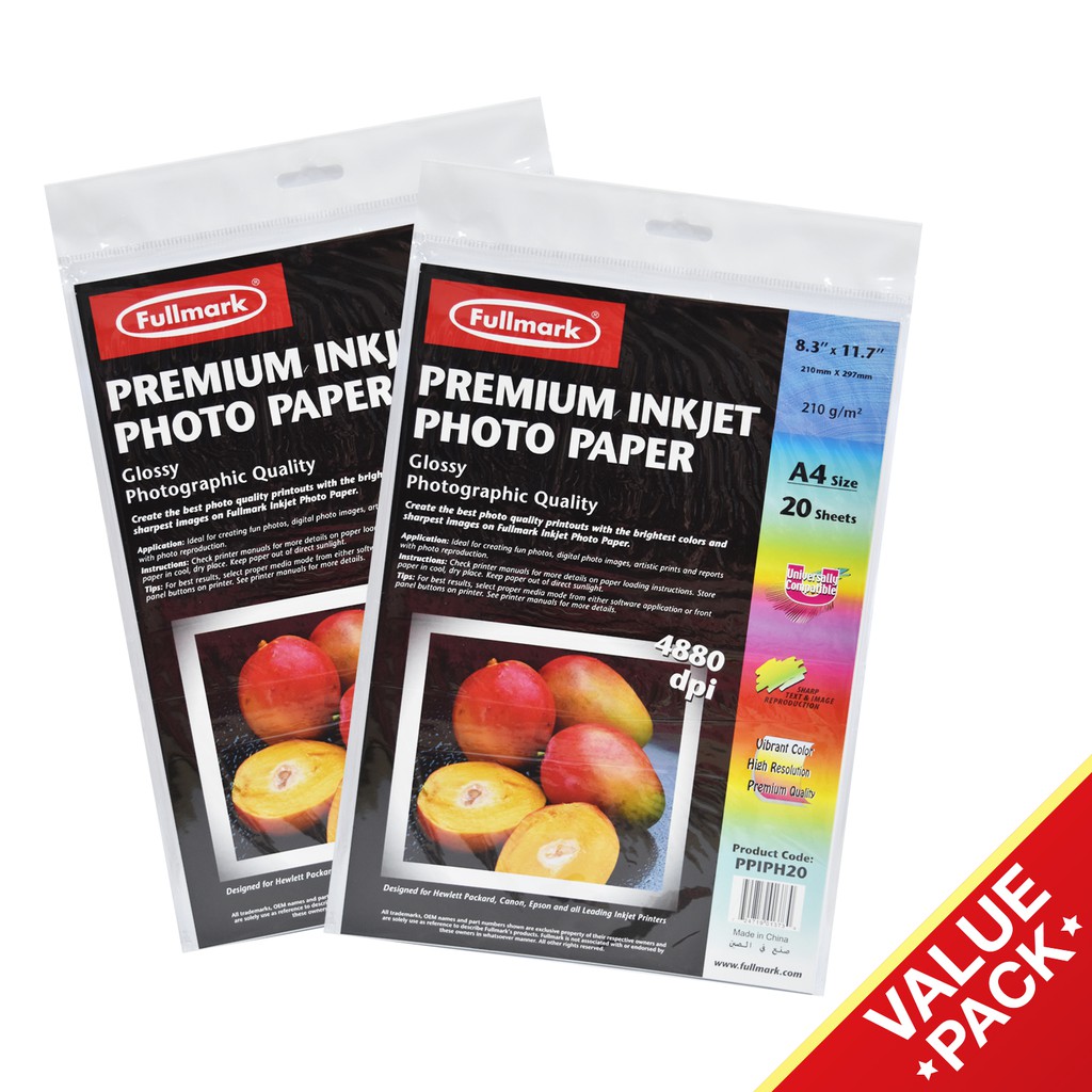 Fullmark A4 Inkjet Photo Paper Premium 2 x 20 sheets / pack (PPIPH20