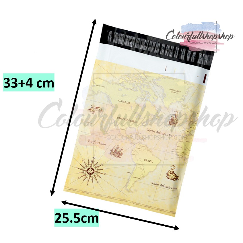 M 10pcs - World Map Courier Flyer Packaging Bag Courier Bag Parcel Earth Ocean