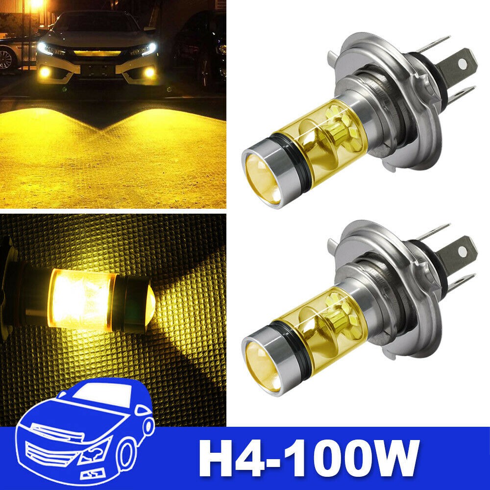2X White H4 100W HB2 Cree LED 20SMD Car Motorcycle Headlight Low Beam Light Bulb