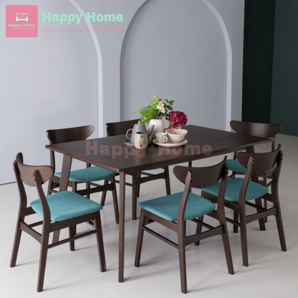 AUDREY 6 seater solid wood dining set meja makan meja 