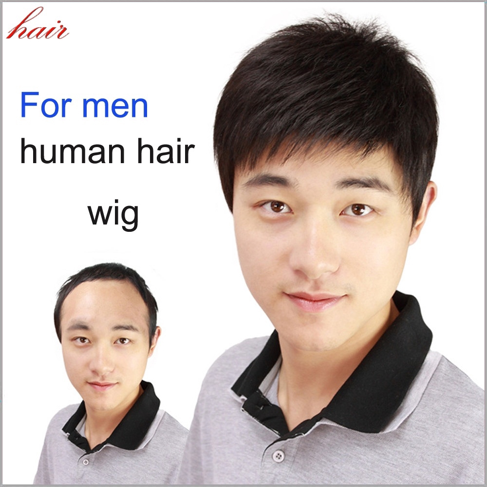 Fashion Men S Wig Short Straight Human Hair Brazilian Virgin Hair
