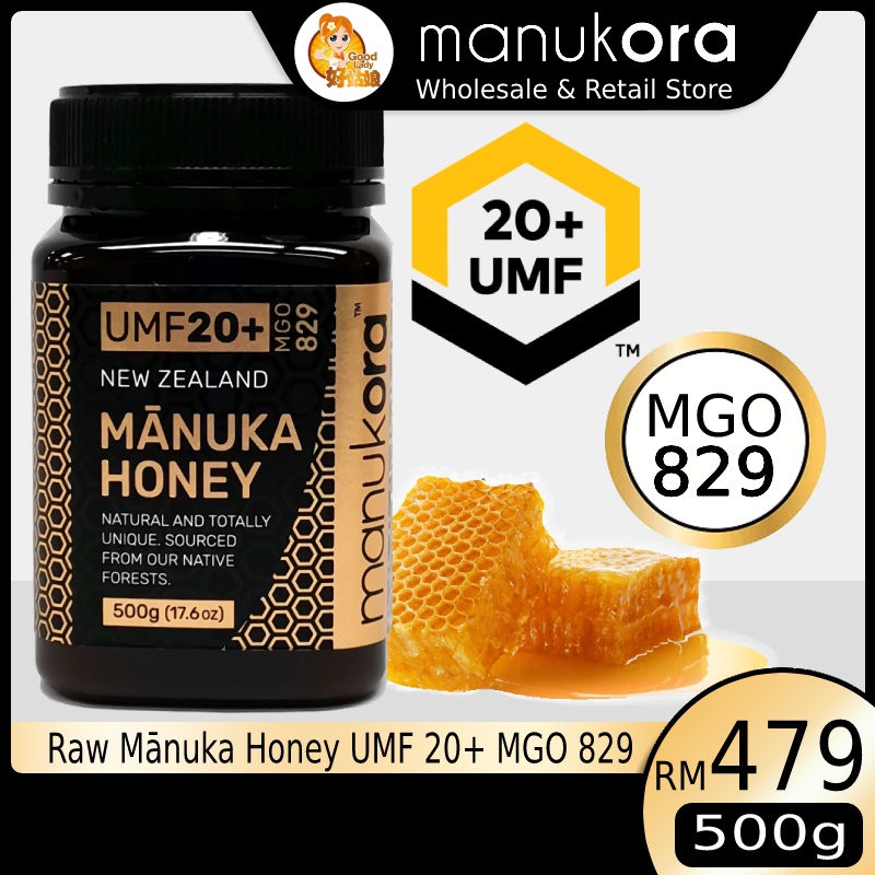 Manukora Raw Manuka Honey UMF 20+ (MGO 829+) 500G BeeHarvest Manuka ...