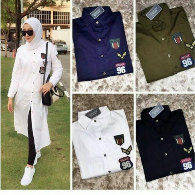 Kemeja patch labuh Shopee Malaysia