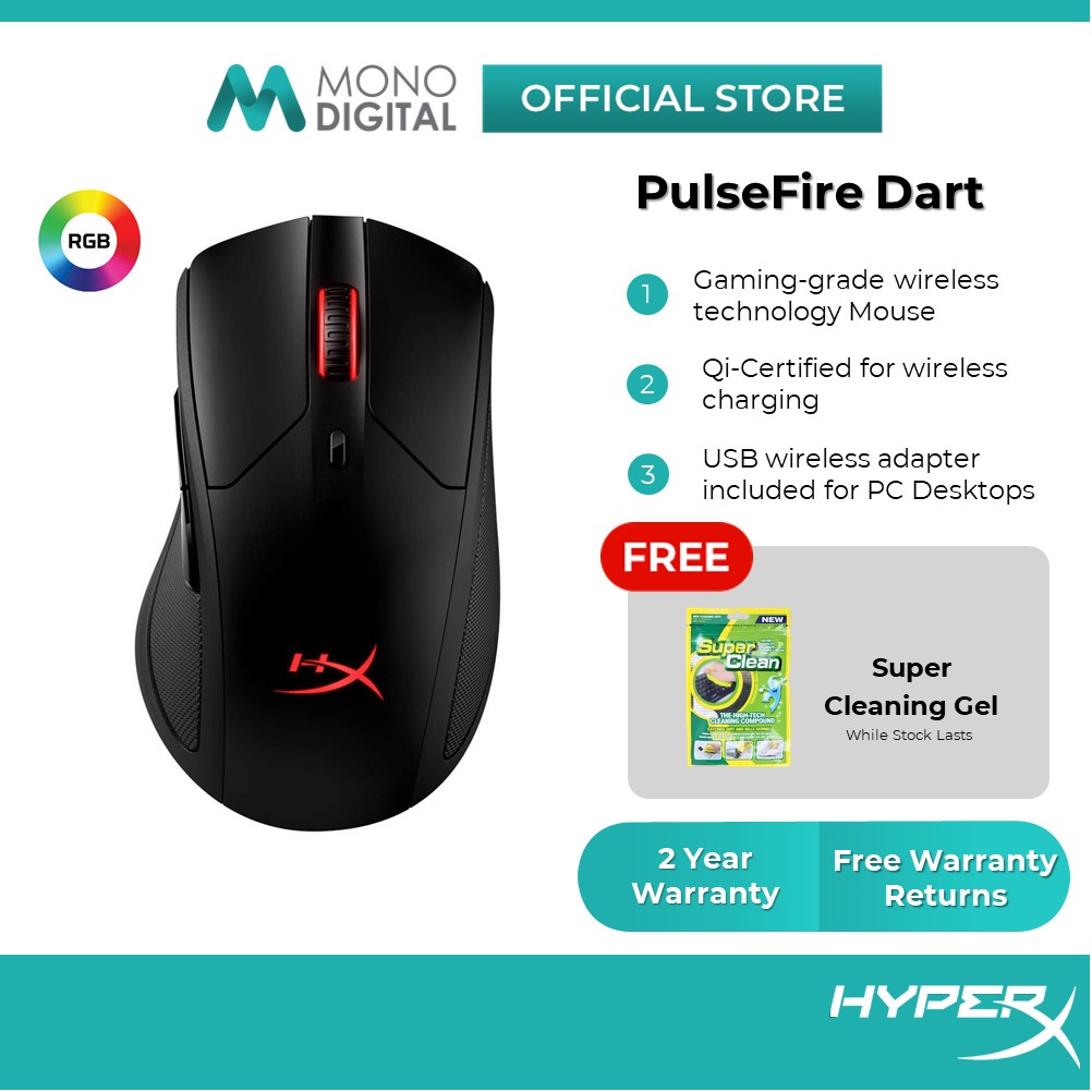 Hyperx Pulsefire Raid Pulsefire Dart Wireless Rgb Gaming Mouse Ergonomic 11 Button Programmable Free Cleaning Gel Shopee Malaysia