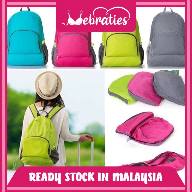 【Mebraties】 Lightweight Foldable Waterproof Backpack Nylon Sport Travel Bag