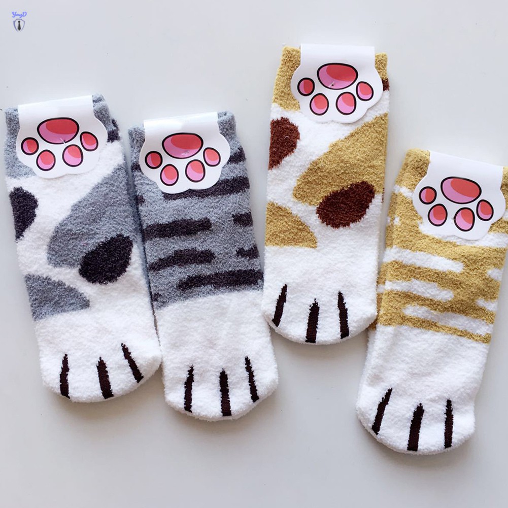 Cute Women Girls Cat Claws Plush Fuzzy Fleece Soft Floor Sleep Indoor Socks HOT