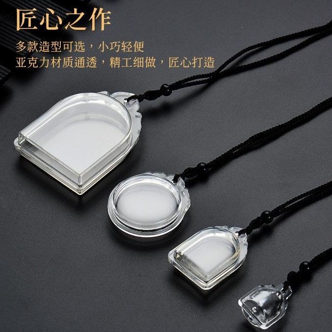 ✨can open the Straw acrylic wiping box can carry figure scripture Budd transparent Pendant Hold Buddhist Statues Amulet Necklace Gawu 880209