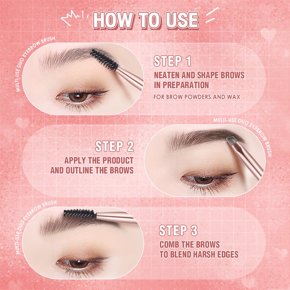 PINKFLASH Multi Use Duo Eyebrow Brush Professional Makeup Tool Spoolie