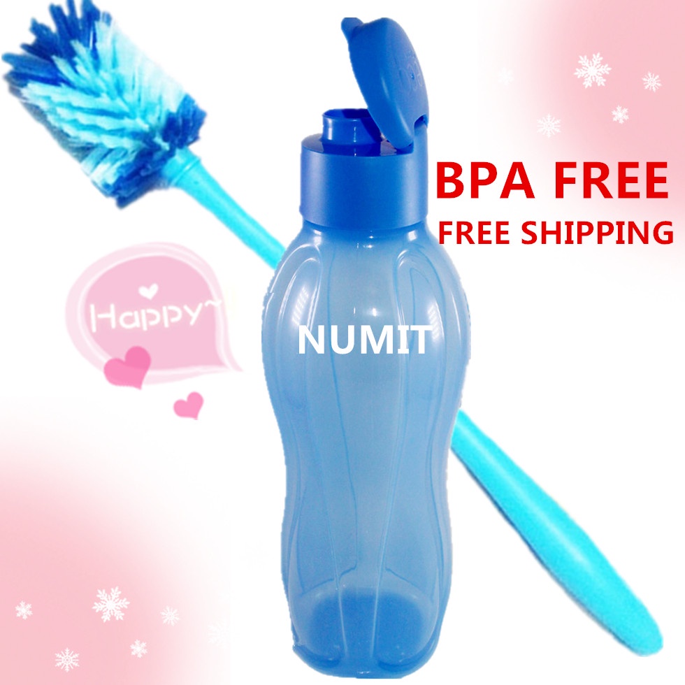 Tupperware Flip Top BPA FREE Eco Bottle 1L Black Blue Botol Air/ Blue