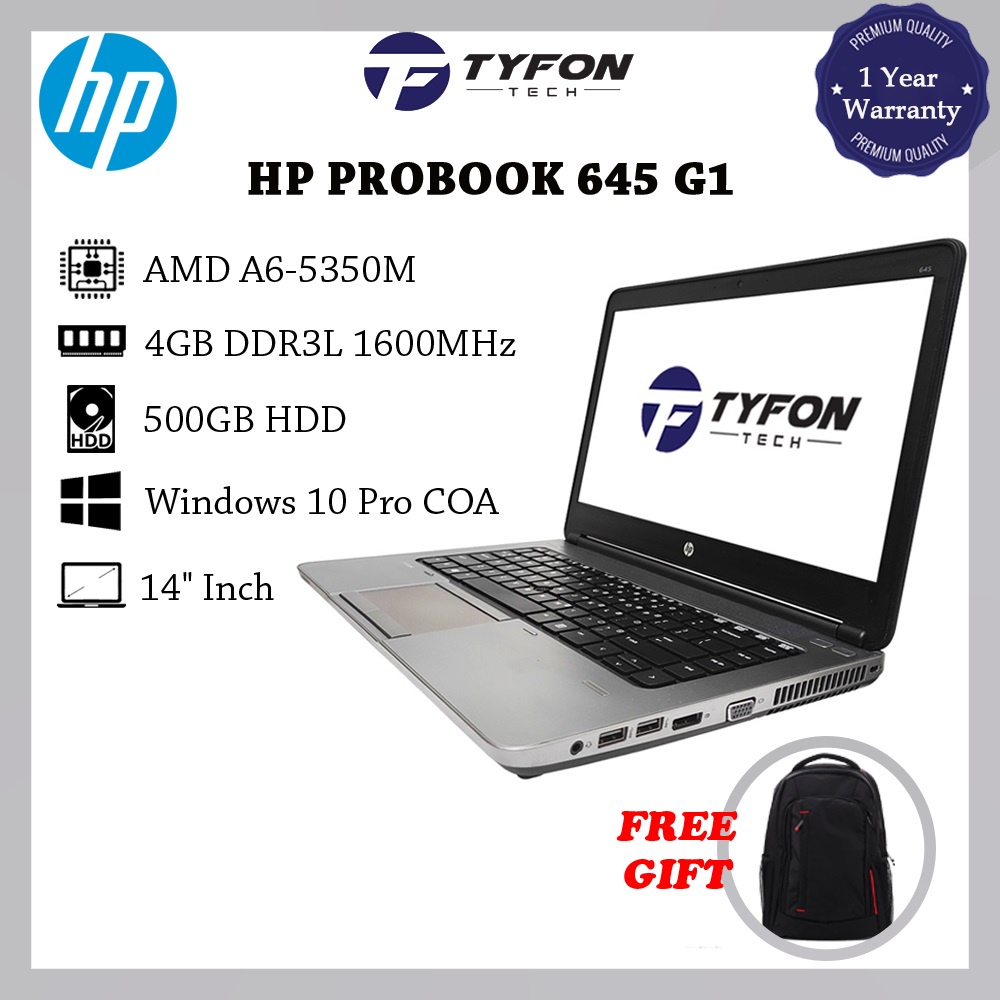 Hp Probook 645 G1 Amd A6 4gb Ram 500gb Hdd Win 10 Pro Laptop Refurbished Shopee Malaysia 0103