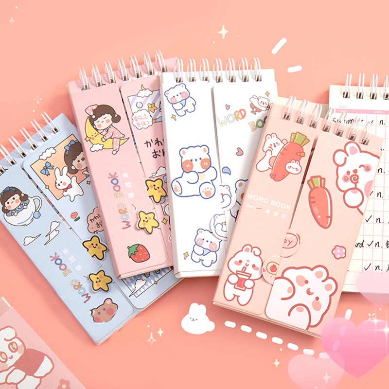 Cute Cartoon English Word Notebook Portable Coil Notebook | Shopee Malaysia